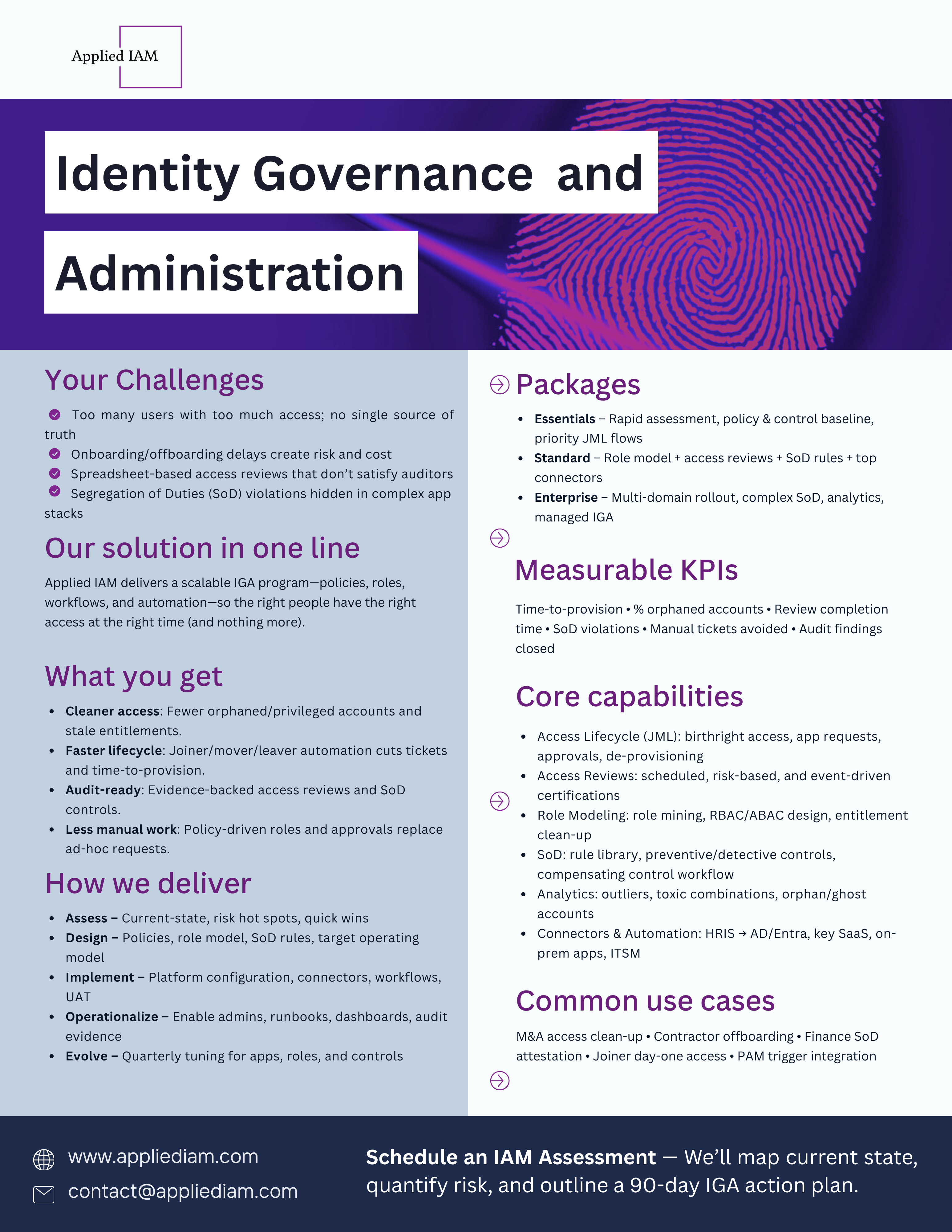Identity Governance and Administration (IGA) Consulting Services — Service Brief